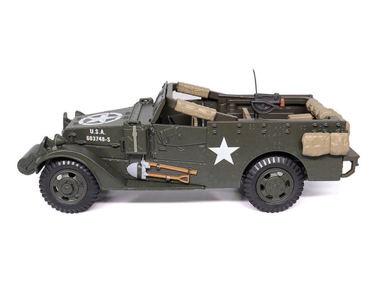 White M3 Scout Car Olive Drab "United States Army" 1/43 Diecast Model by Militaria Die Cast LuxuryLifeWay Online Store
