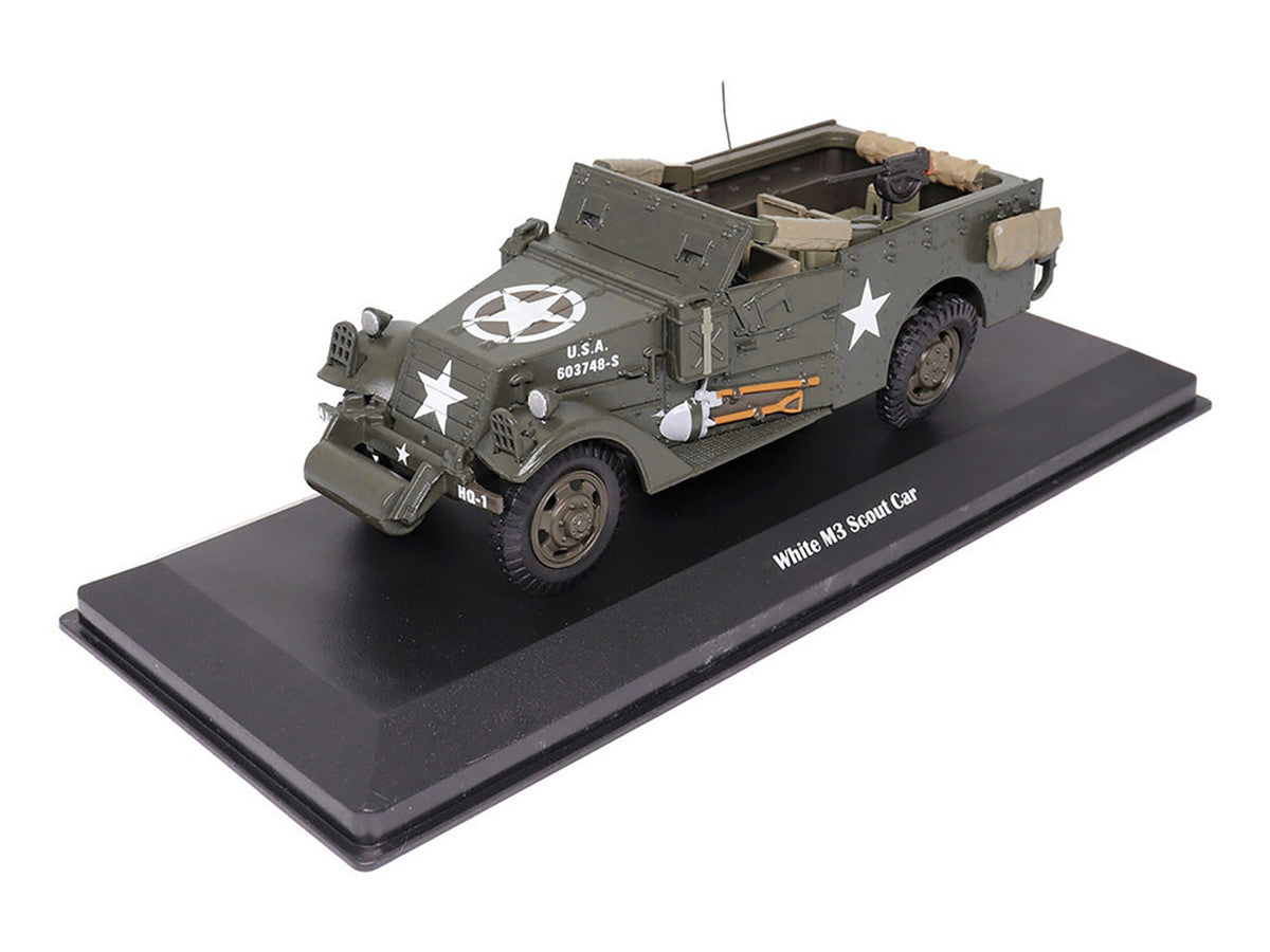 White M3 Scout Car Olive Drab "United States Army" 1/43 Diecast Model by Militaria Die Cast LuxuryLifeWay Online Store