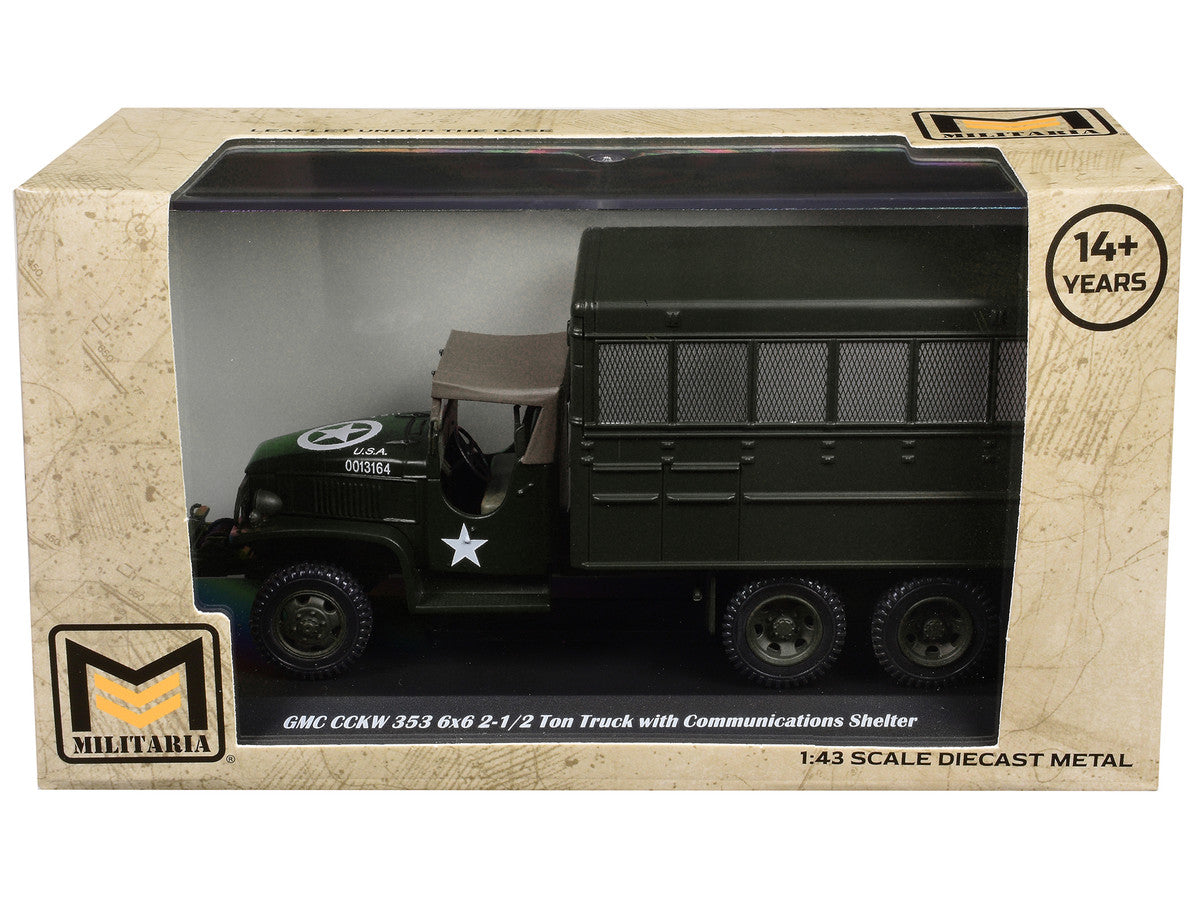 GMC CCKW 353 6x6 2-1/2 Ton Truck with Communications Shelter Olive Drab "United States Army" 1/43 Diecast Model by Militaria Die Cast LuxuryLifeWay Online Store