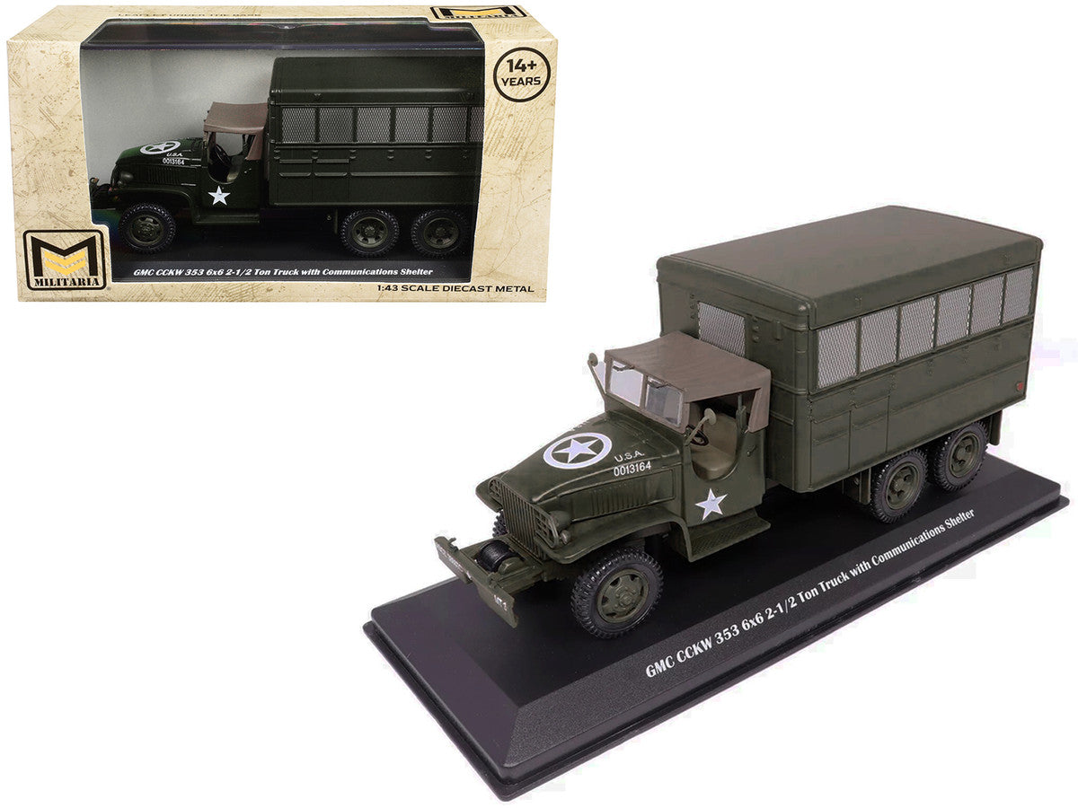 GMC CCKW 353 6x6 2-1/2 Ton Truck with Communications Shelter Olive Drab "United States Army" 1/43 Diecast Model by Militaria Die Cast LuxuryLifeWay Online Store
