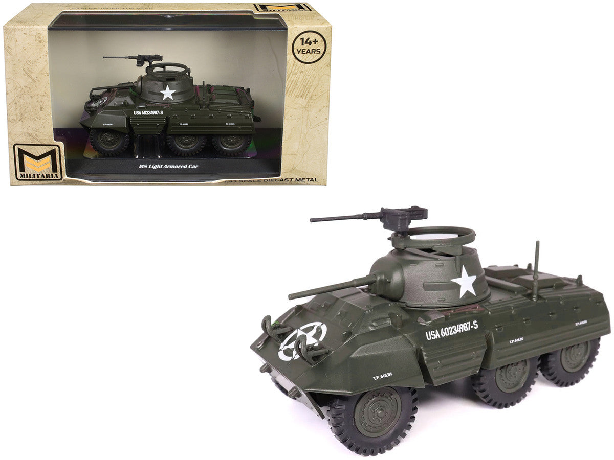 M8 Light Armored Car Olive Drab "United States Army" 1/43 Diecast Model by Militaria Die Cast LuxuryLifeWay Online Store