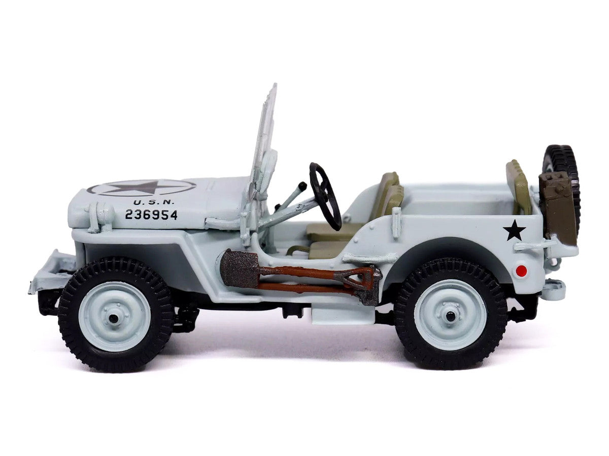 Willys Jeep 1/4-Ton Car Light Blue "United States Navy" 1/43 Diecast Model by Militaria Die Cast LuxuryLifeWay Online Store