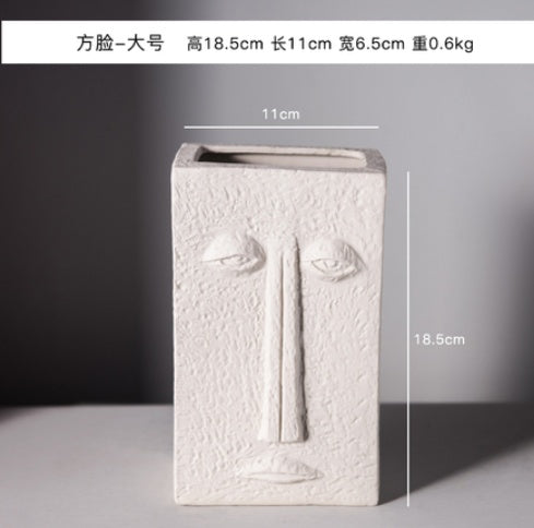 Nordic Style Modern Face Mask Ceramic Vase Home Decoration Flower Vases Head Matte Table Flower Vase for Wedding Decoration Prop PearlNestDecor.com