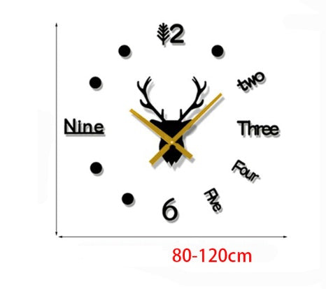 Ins3d deer head creative wall clock PearlNestDecor.com