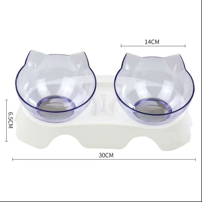Cat Double Bowl Cat Food Bowl Protects Cervical Vertebra Pets Fashion