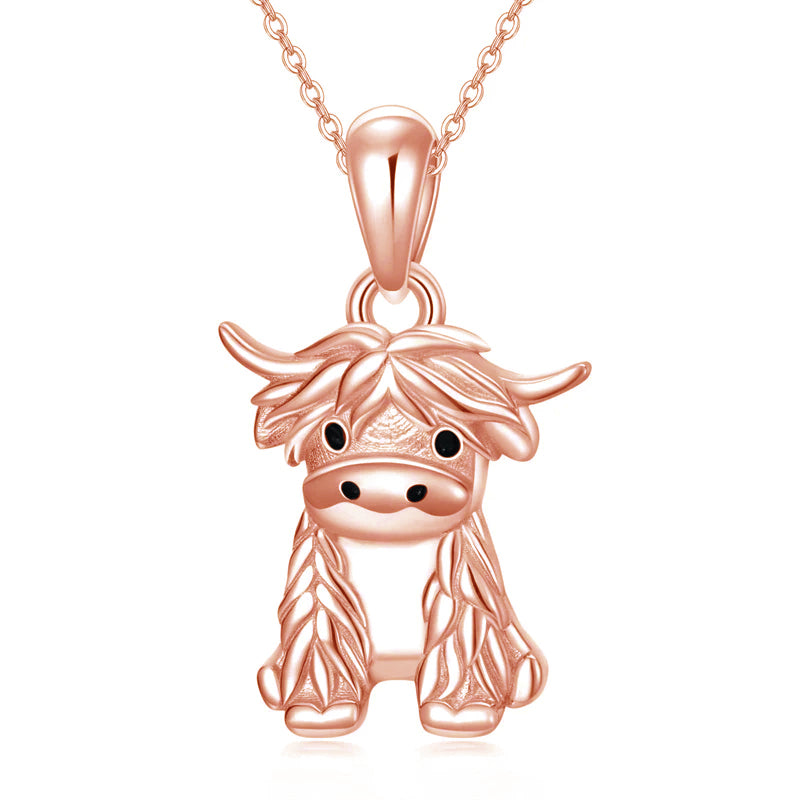 925 Sterling Silver Highland Cow Necklace Cow Earrings Cow Jewelry LadyShow.Store