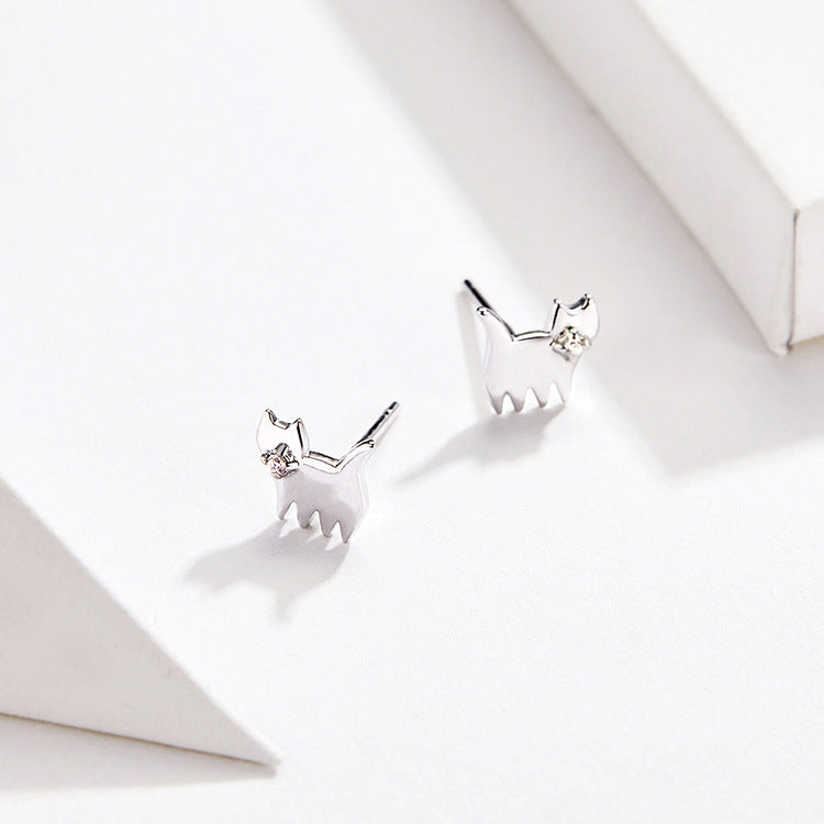 S925 cat earrings in sterling silver LadyShow.Store