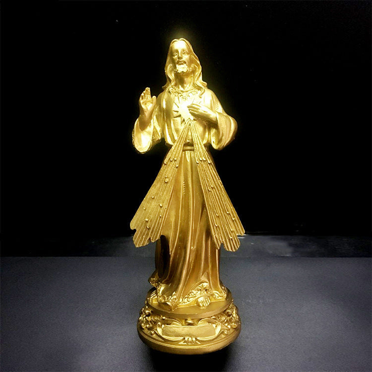 Bright Gold Jesus Mercy Sculpture Catholic PearlNestDecor.com