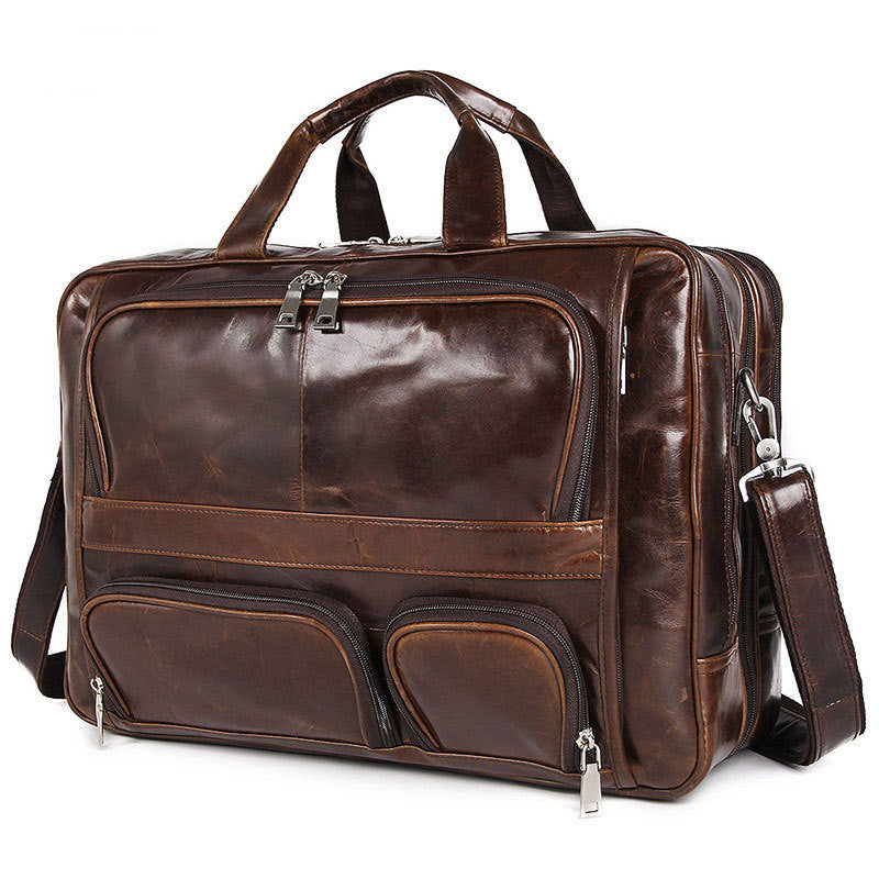 Men's Large Capacity Leather Handbag Computer Briefcase LadyShow.Store