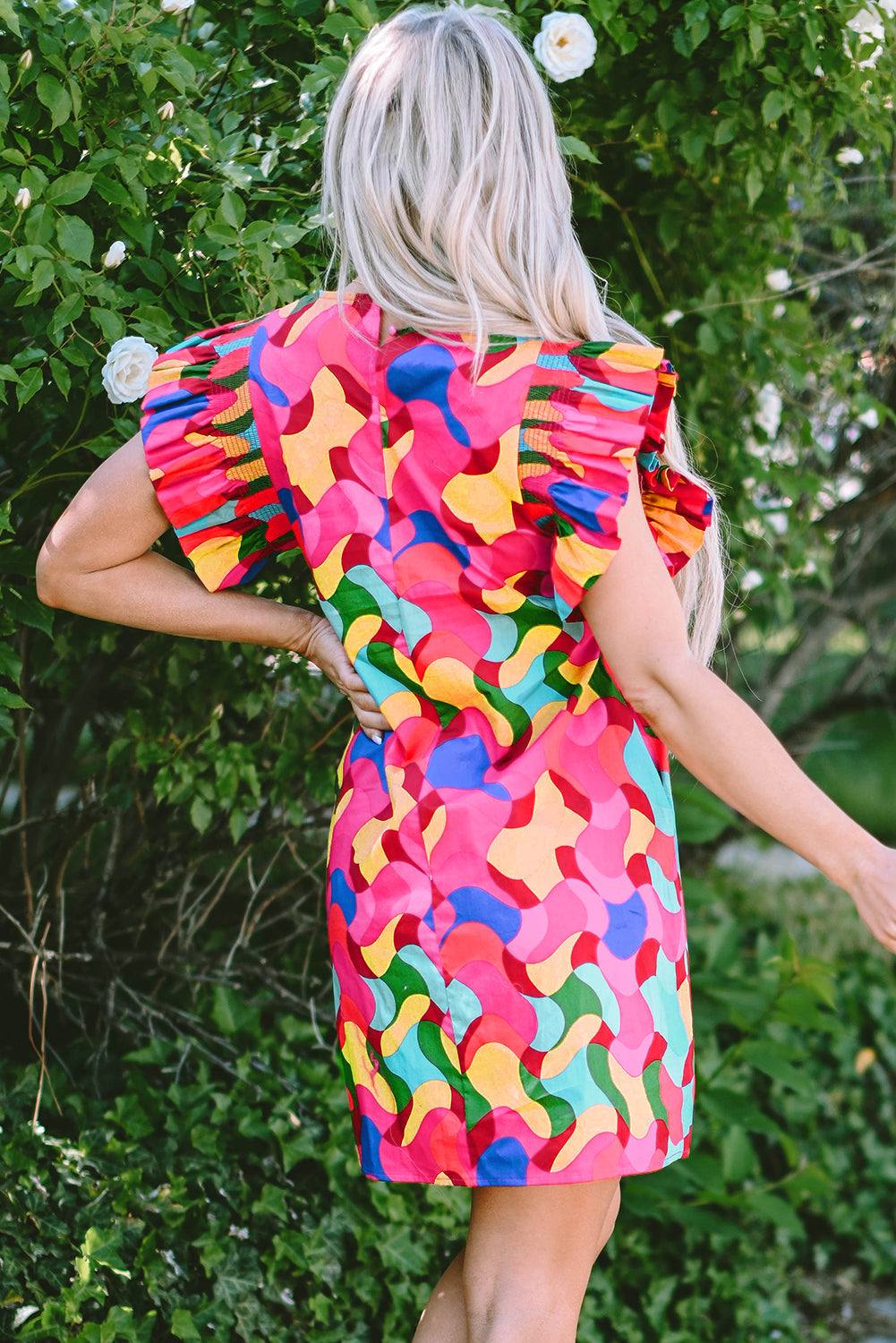 Amaia Ruffle Sleeve Shift Dress LuxuryLifeWay Online Store
