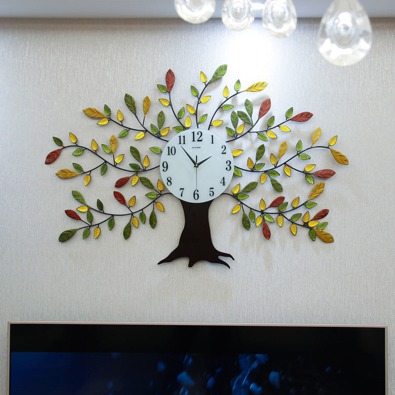 Living Room Modern Simple Fashion Creative Fortune Tree Quartz Clock Wall Clock PearlNestDecor.com
