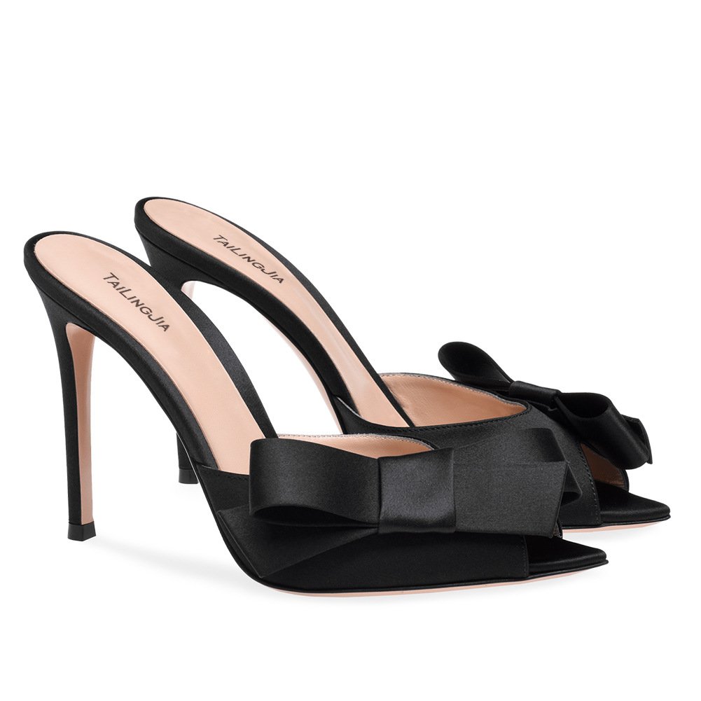 European American Women's Black High Heel Shoes LadyShow.Store