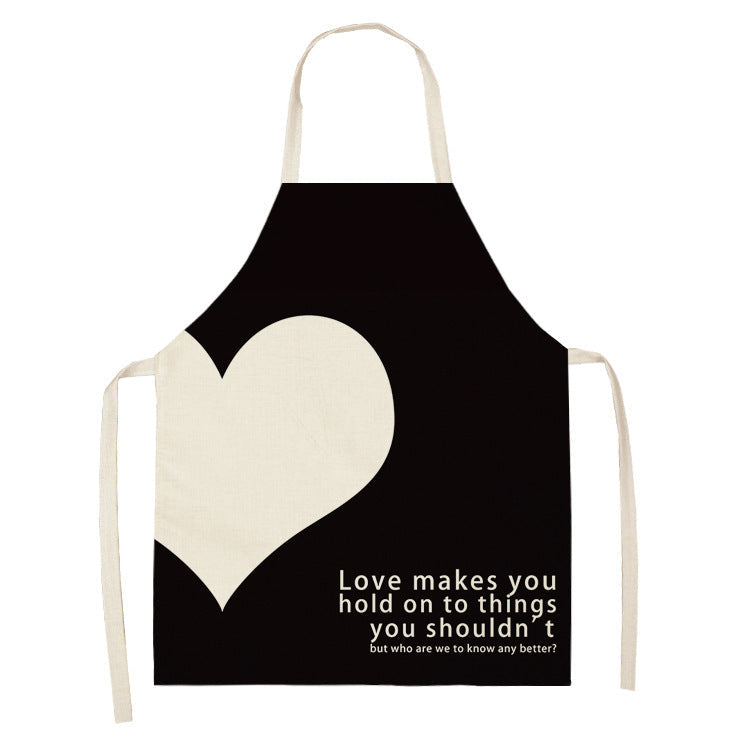 Letter Linen Apron Kitchen Stain-resistant Sleeveless Coverall PearlNestDecor.com