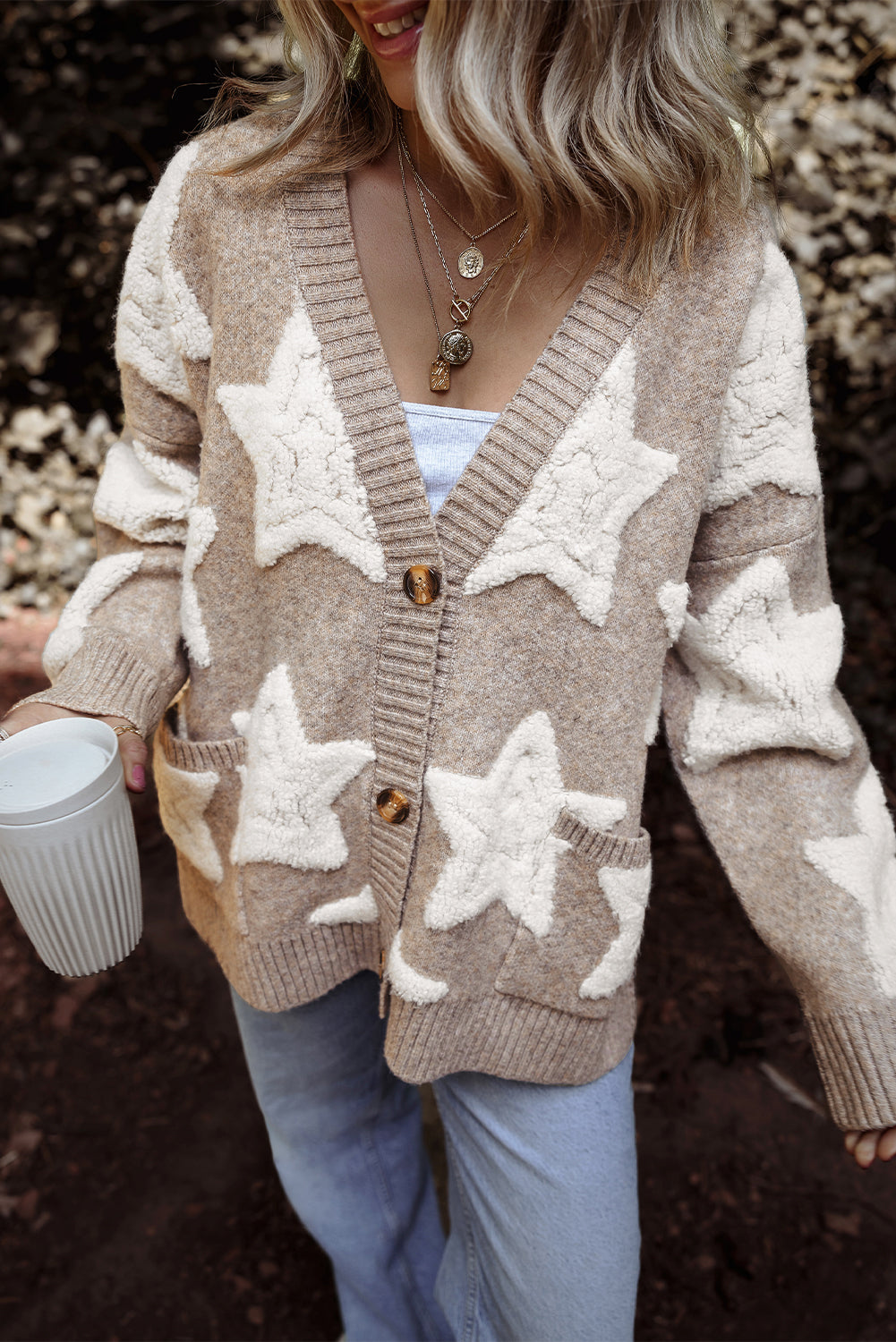 Clare Sherpa Star Cardigan LuxuryLifeWay Online Store