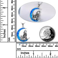Sterling Silver Wolf Opal Moon Pendant Necklace Gifts for Women LadyShow.Store