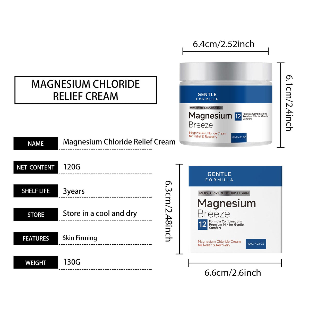 Magnesium Chloride Soothing Cream 120g Box Tri Light Beauty