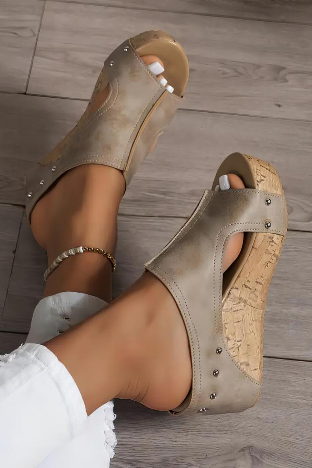 Gianna Pu Leather Wedge Slippers LuxuryLifeWay Online Store
