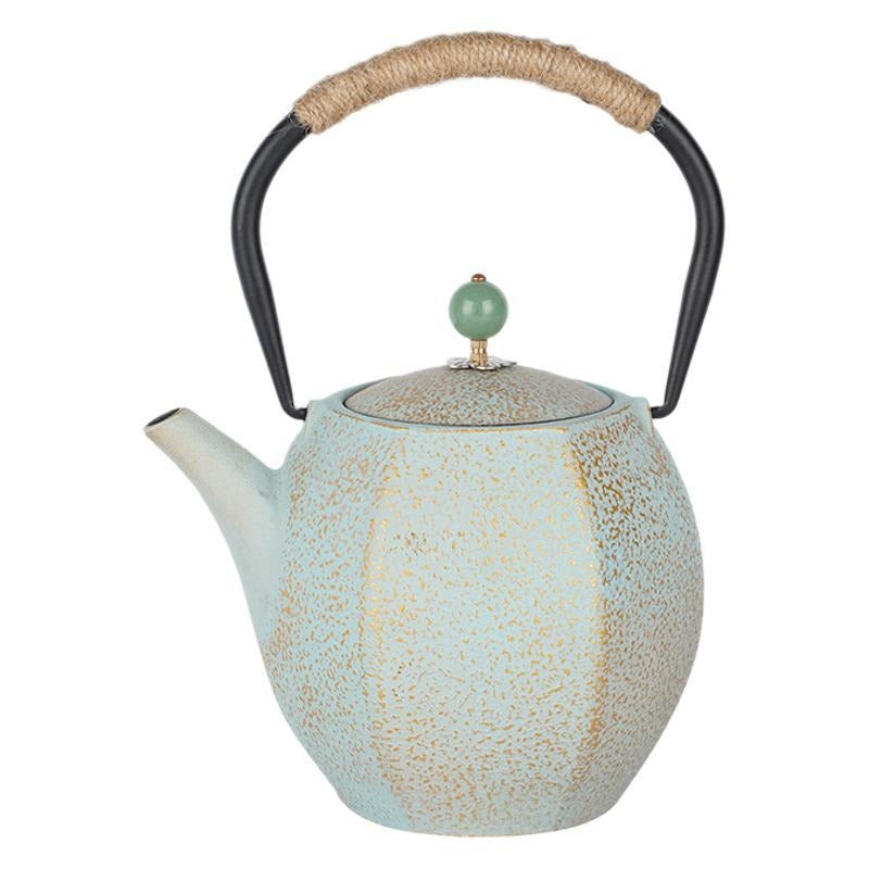 Cast Iron Teapot Bright Enamel Inner Wall Kettle PearlNestDecor.com