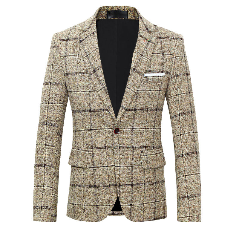 Men's Slim Fit Plaid Wool Suit Jacket S-5XL Pi-Mart