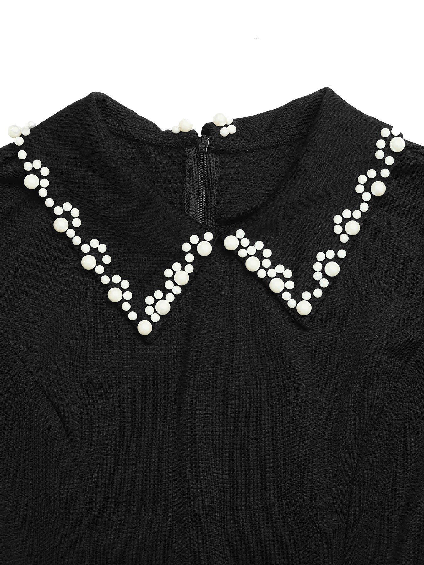 Pearl Collar Short Sleeve A-Line Mini Dress NorixaFashion.com