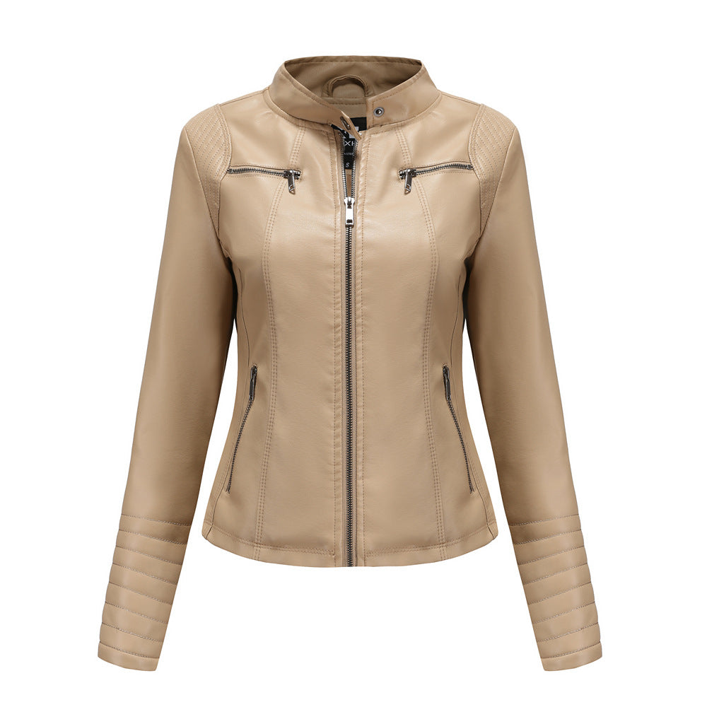 Women's Leather Thin Motorcycle Clothing Short Chic Women's Jacket LadyShow.Store