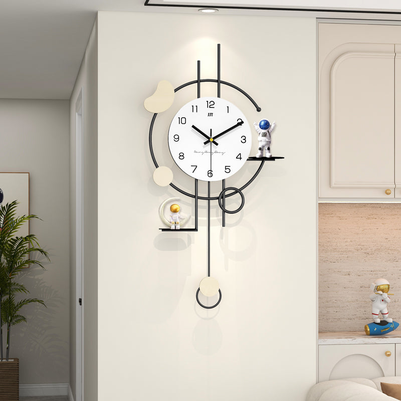 Modern Astronaut Pendulum Wall Clock Space Themed Home Decor PearlNestDecor.com