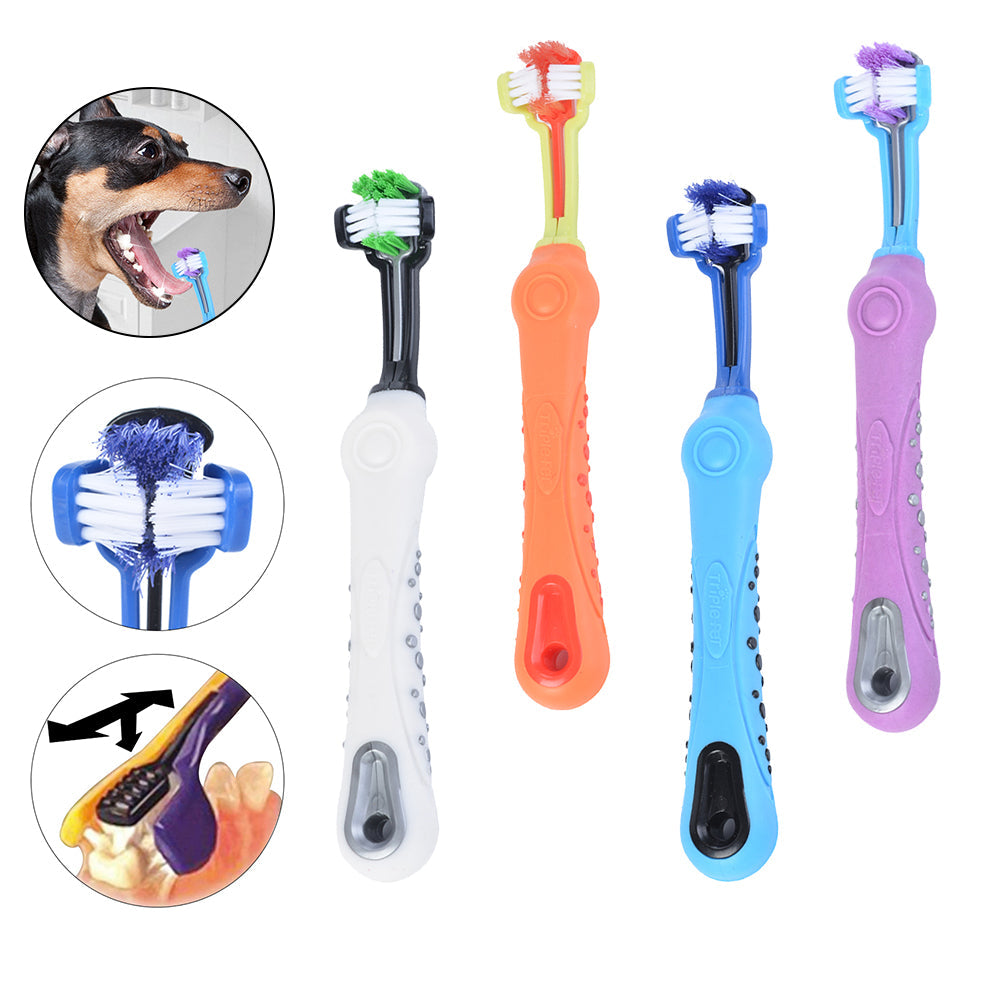 Three Sided Pet Toothbrush Dog Brush Bad Breath Tartar Teeth Care Pets Fashion