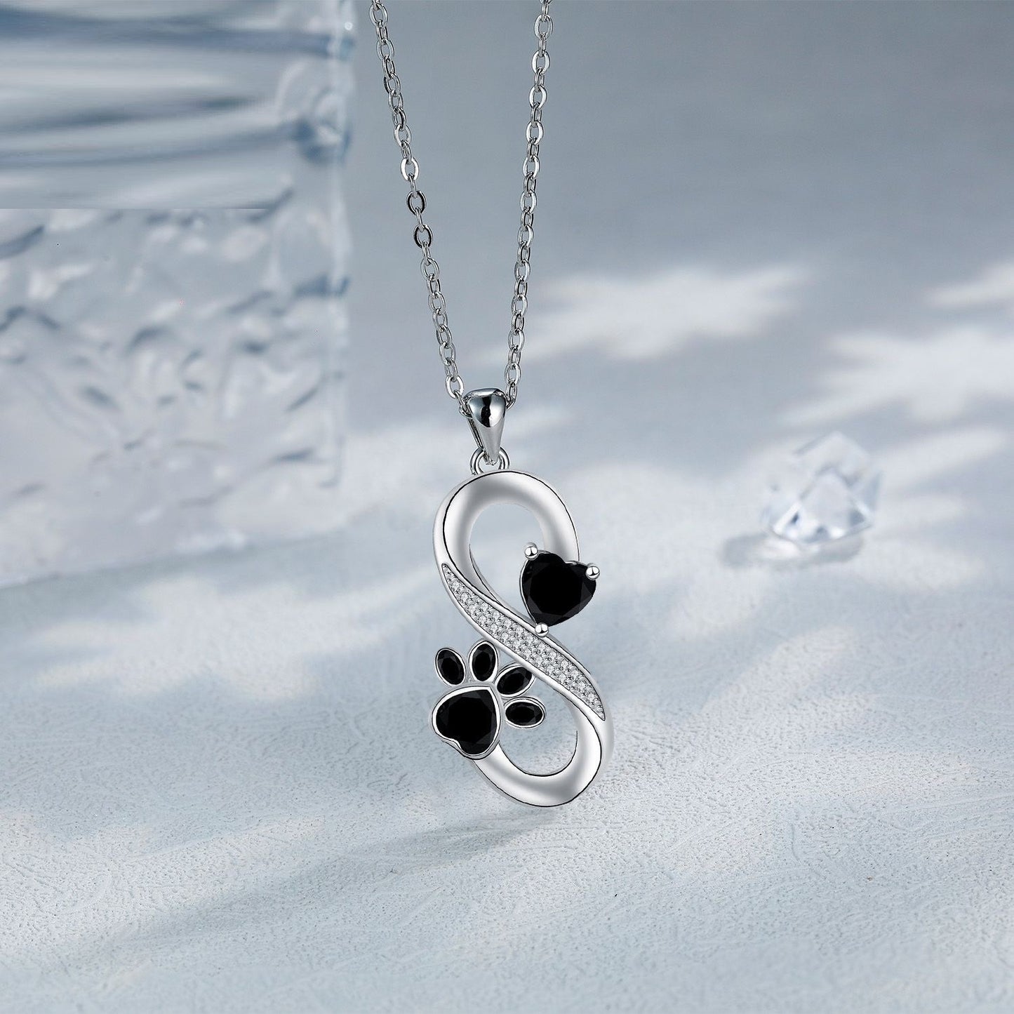 European And American Infinite Symbol Necklace Female With Hearts Paw Print Pendant Ornaments