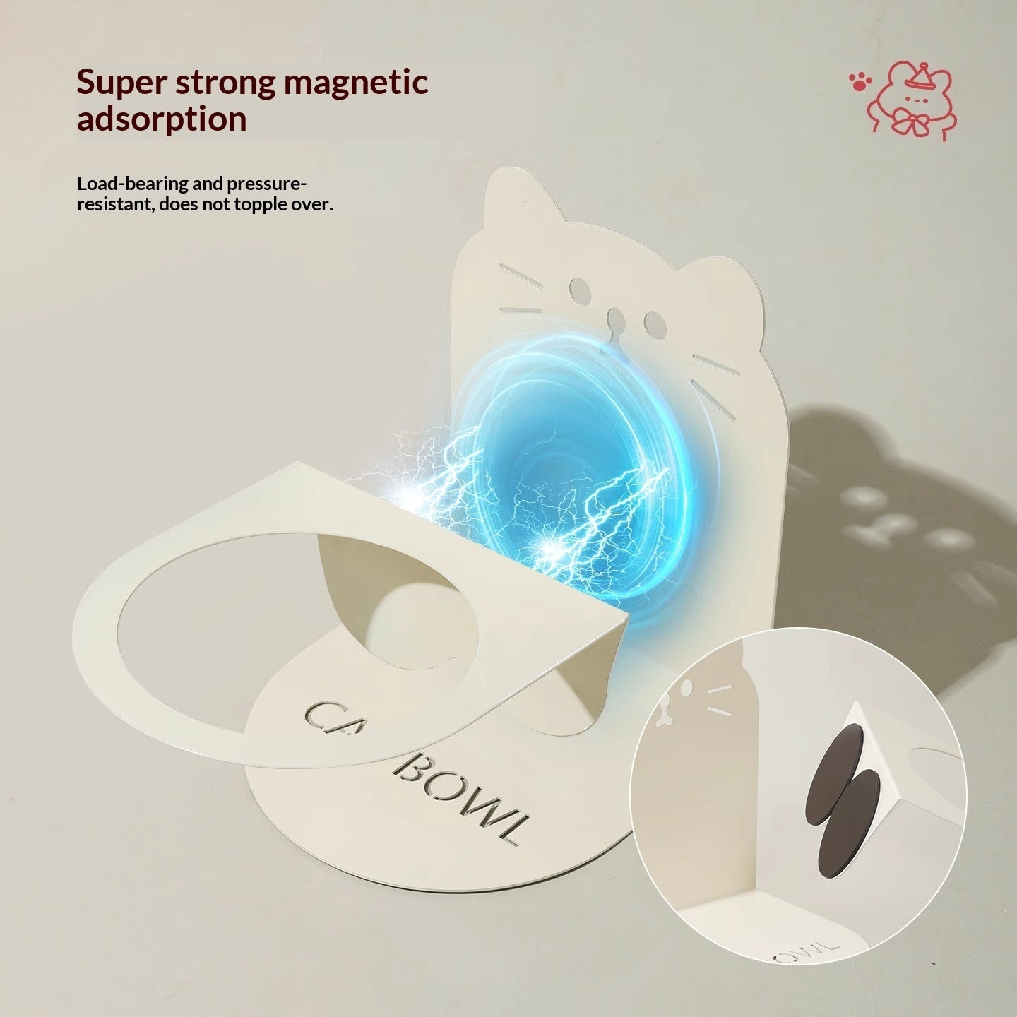 Ceramic Cat Food Cat Magnetic High-legged Cat Bowl Stand Cat Food Bowl Cervical Spine Protection Dog Bowl Pets Fashion