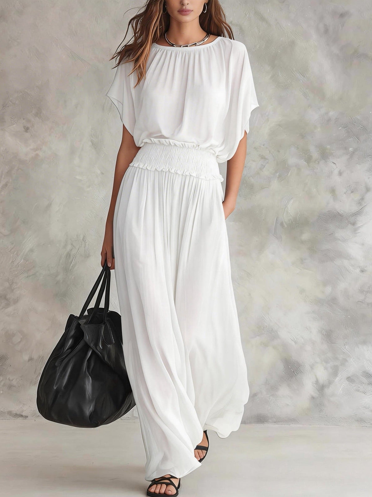2026 Summer European Style Slim Waist Elegant And Precise Long Dress Set NorixaFashion.com