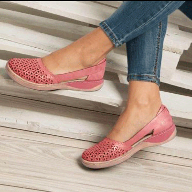 Fashion Women's Toe Head Hollowed Out Large Size Flat Sandals LadyShow.Store