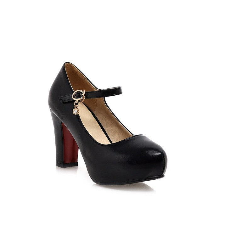 Chunky-heeled Round-toe High Heels For Women LadyShow.Store
