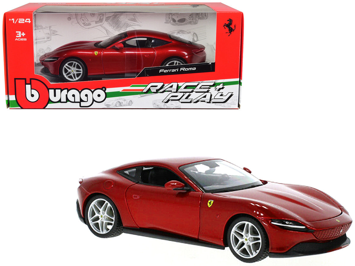 Ferrari Roma Red Metallic "Race + Play" Series 1/24 Diecast Model Car by Bburago LuxuryLifeWay Online Store
