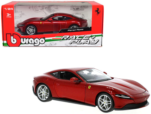 Ferrari Roma Red Metallic "Race + Play" Series 1/24 Diecast Model Car by Bburago LuxuryLifeWay Online Store