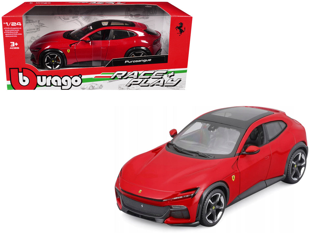 Ferrari Purosangue Red with Sunroof "Race + Play" Series 1/24 Diecast Model Car by Bburago LuxuryLifeWay Online Store