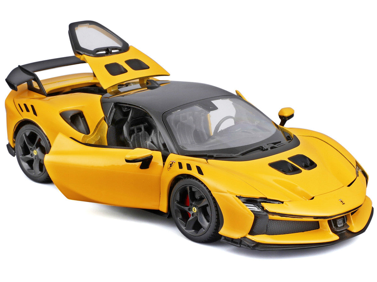 Ferrari SF90 XX Stradale Yellow with Black Top "Race and Play" Series 1/24 Diecast Model Car by Bburago LuxuryLifeWay Online Store
