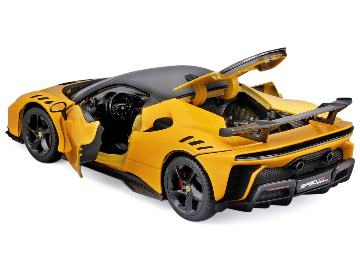 Ferrari SF90 XX Stradale Yellow with Black Top "Race and Play" Series 1/24 Diecast Model Car by Bburago LuxuryLifeWay Online Store