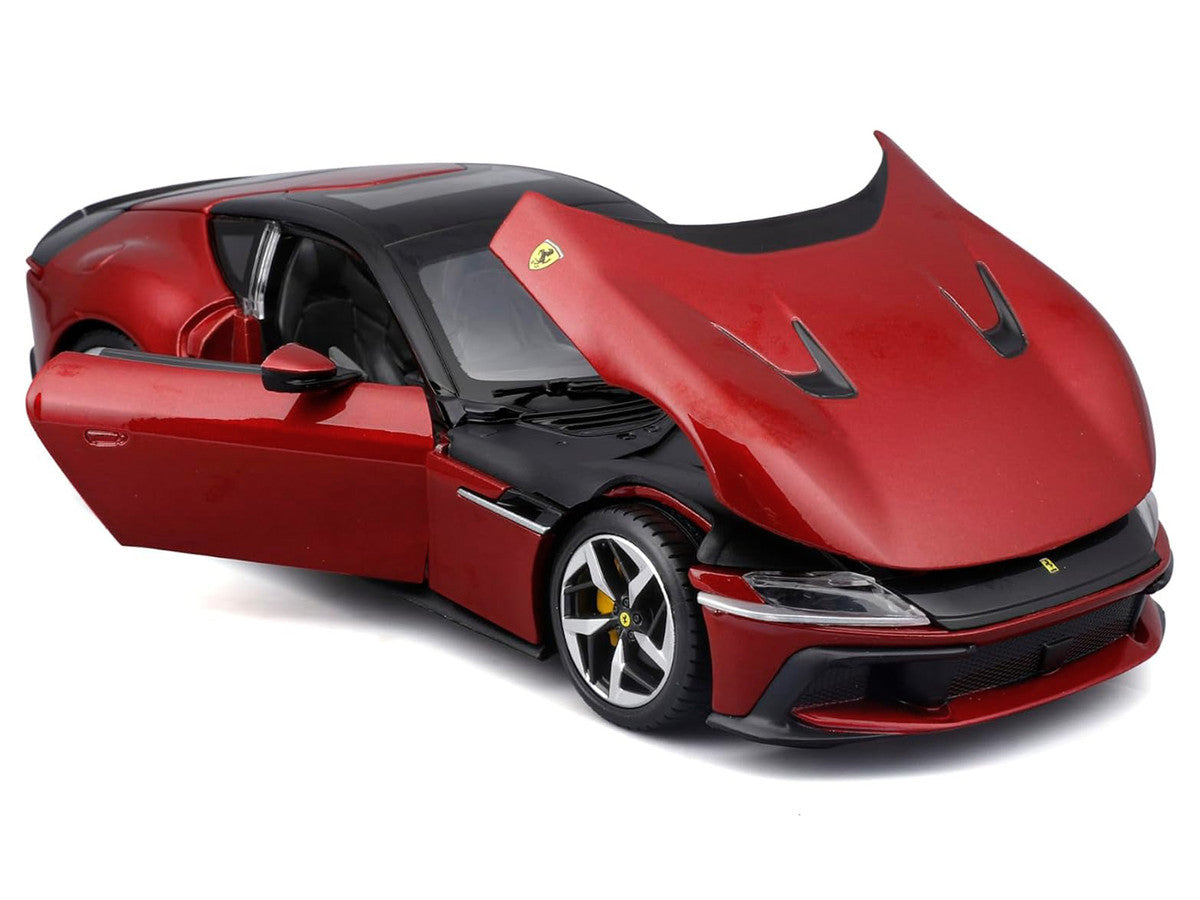 Ferrari 12Cilindri Red Metallic with Black Top "Race + Play" Series 1/24 Diecast Model Car by Bburago LuxuryLifeWay Online Store