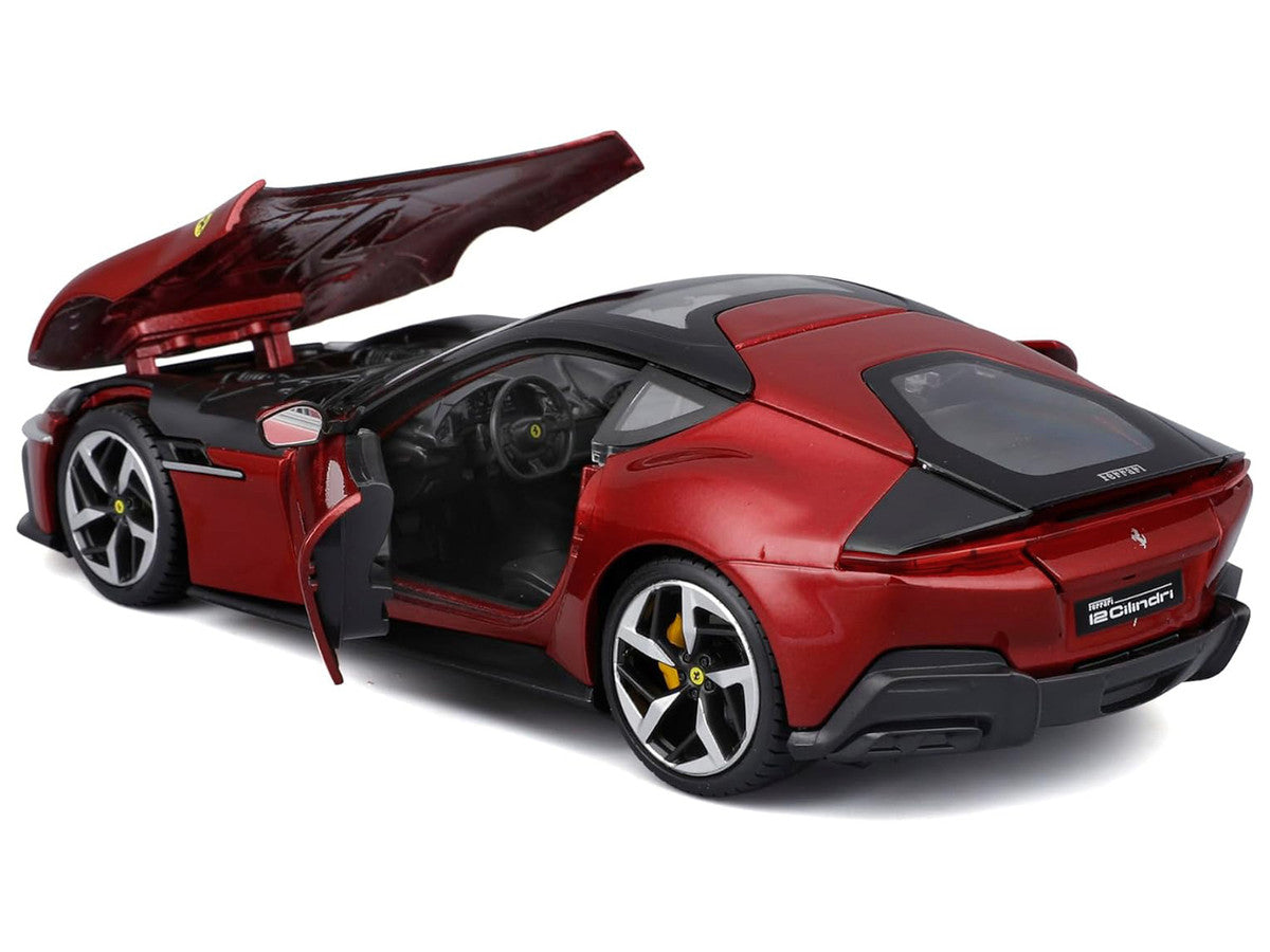 Ferrari 12Cilindri Red Metallic with Black Top "Race + Play" Series 1/24 Diecast Model Car by Bburago LuxuryLifeWay Online Store
