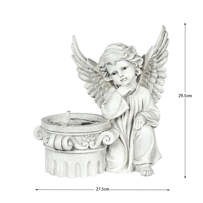 Garden Decoration Angel Flower Cylinder Sculpture PearlNestDecor.com