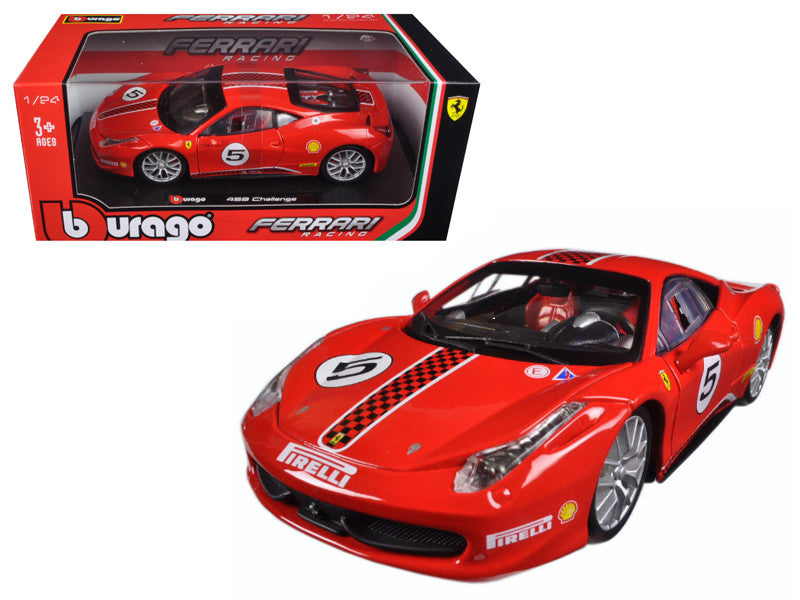 Ferrari 458 Challenge #5 Red 1/24 Diecast Model Car by Bburago LuxuryLifeWay Online Store