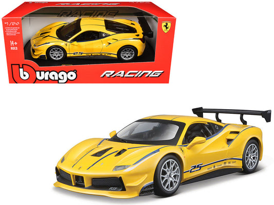 Ferrari 488 Challenge #25 Yellow with Blue Stripes "Ferrari Racing" 1/24 Diecast Model Car by Bburago LuxuryLifeWay Online Store