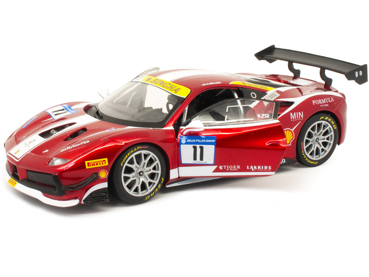 Ferrari 488 Challenge #11 Candy Red with White Stripes "Ferrari Racing" 1/24 Diecast Model Car by Bburago LuxuryLifeWay Online Store