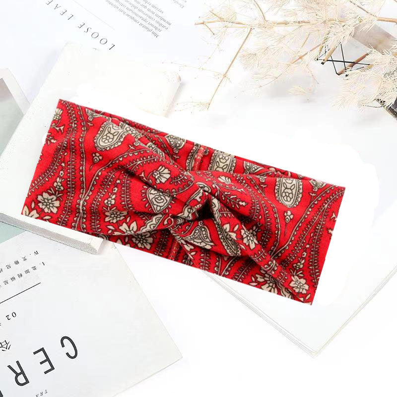Sweat-absorbent And Anti-perspirant Bundled Headband With Wide-brimmed Print Headband LadyShow.Store