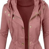 Women's fashion solid color lapel biker jacket