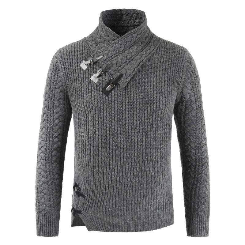 Men's Scalp Button Irregular Long Sleeve T-Shirt LadyShow.Store
