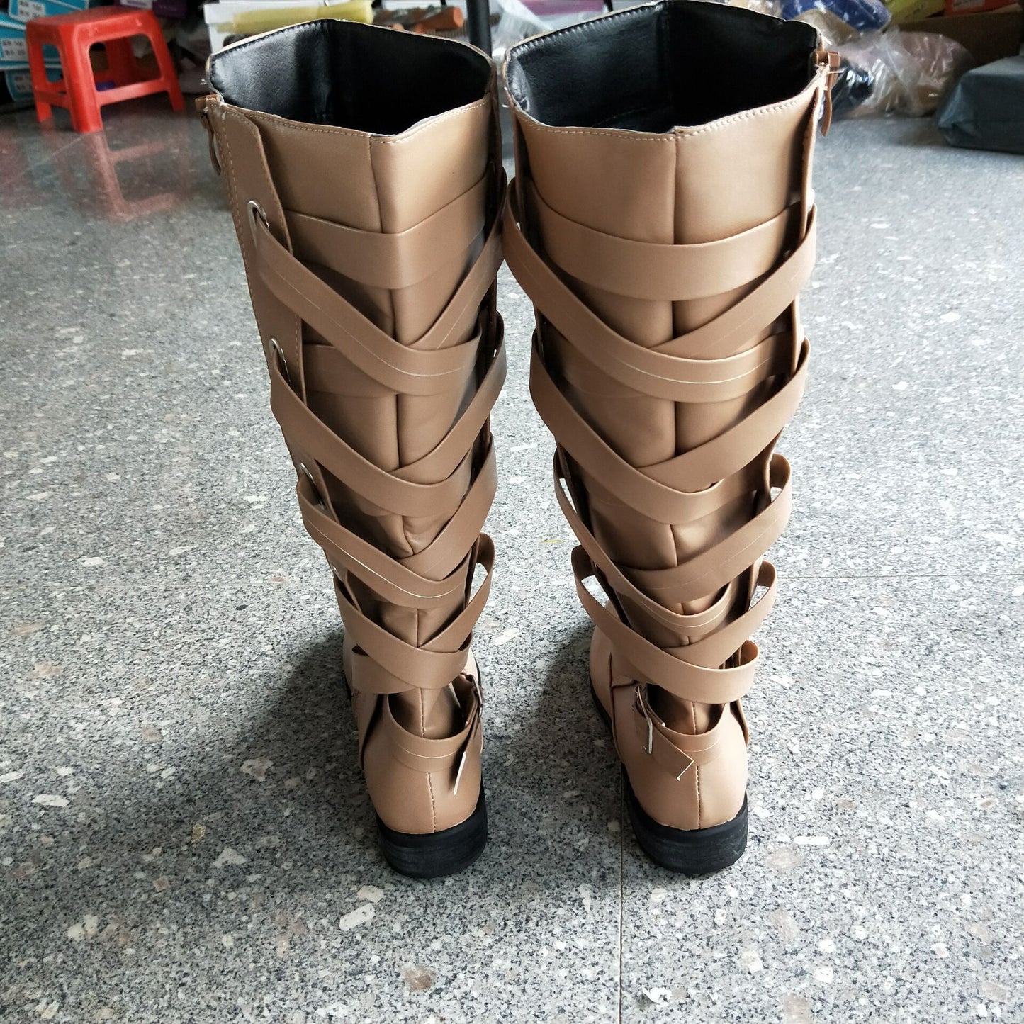 Lace-up Boots Round Toe Low Heel Rider Boots LadyShow.Store
