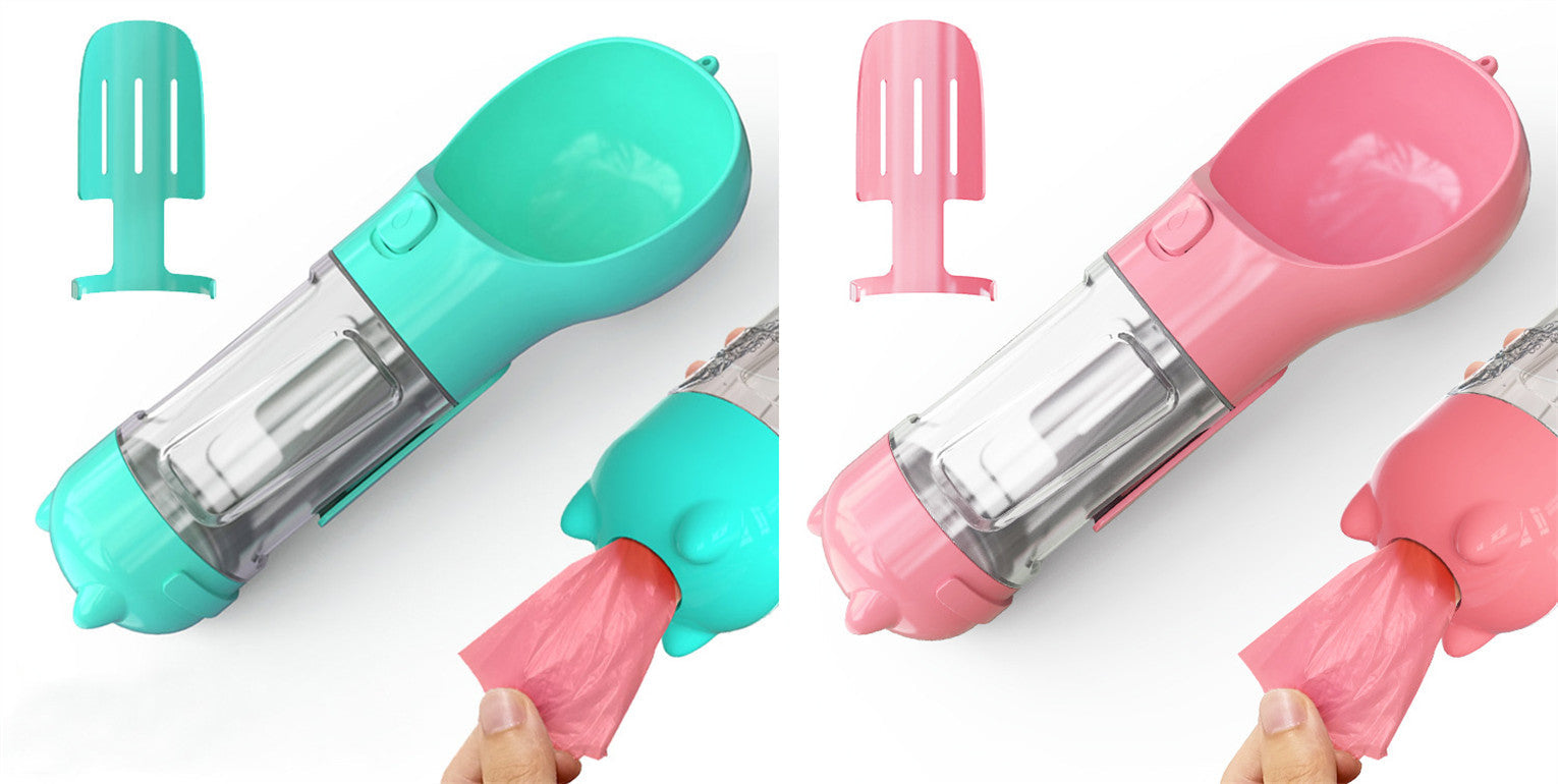 Pet Water Bottle Feeder Bowl Garbage Bag Storage Portable Pet Outdoor Travel 3 In 1 Dog Water Bottle Pets Fashion