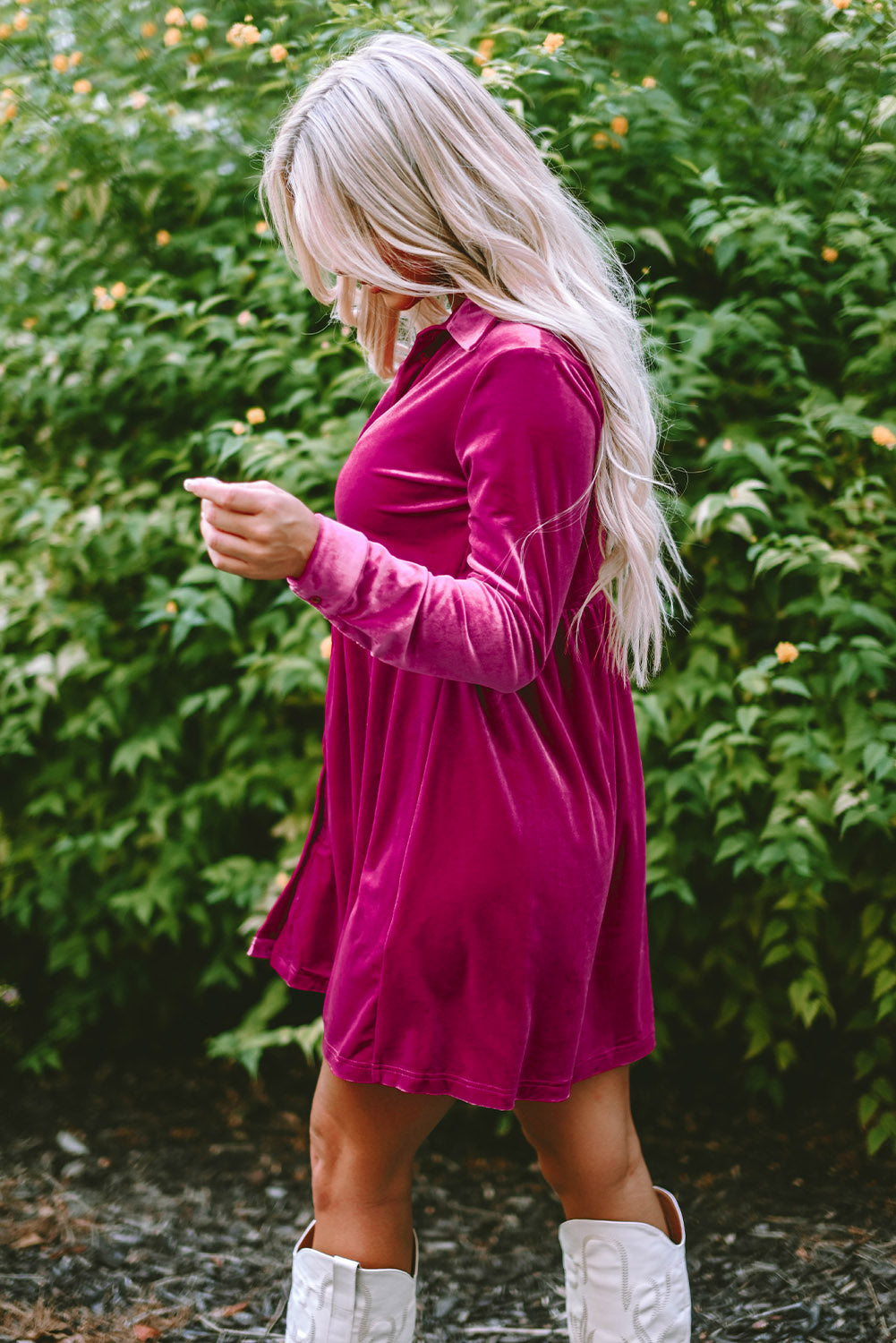 Lennon Long Sleeve Ruffle Velvet Dress LuxuryLifeWay Online Store
