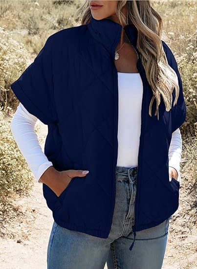 Casual Pocket Zipper Diamond Lattice Warm Jacket LadyShow.Store